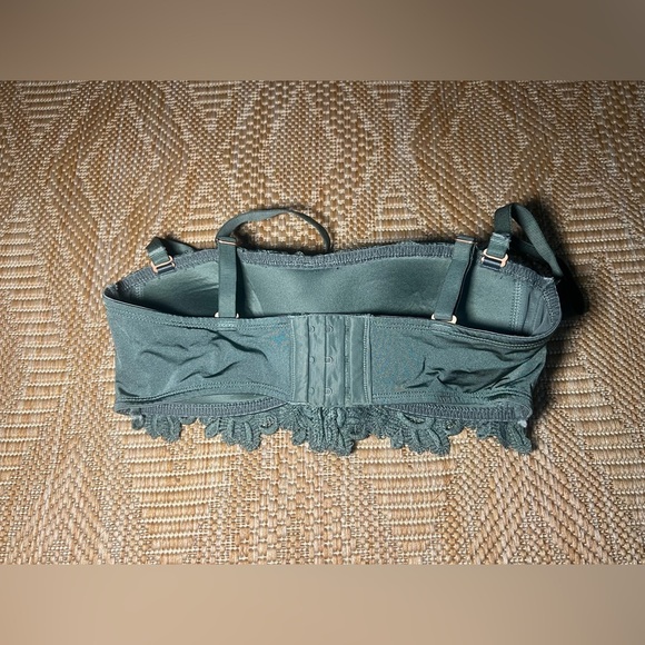 Aerie Women's Dark Green Floral Lace Bandeau Bralette, Size S - Picture 3 of 8